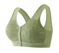 Generisch Soutien-gorge en dentelle confortable sans armatures avec boutonnière à l'avant pour une forme optimale et un confort optimal pour les pneus moyens pour femme, vert, 50