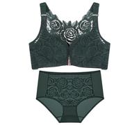 Generisch Soutien-gorge enveloppant confortable sans anneau en acier pour un beau dos mince avec un design brillant pour un usage quotidien, vert, 40