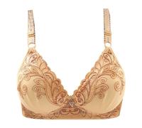 Generisch Soutien-Gorge Femme avec Motif Floral Magnifiquement Brodé Push Up Couple Soutien Poitrine Soutien Gorge Confortable Soutien Gorge Mince Mode Petit Brassière Femme, Jaune clair., 44