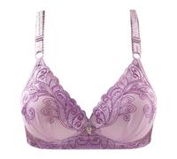 Generisch Soutien-Gorge Femme avec Motif Floral Magnifiquement Brodé Push Up Couple Soutien Poitrine Soutien Gorge Confortable Soutien Gorge Mince Mode Petit Brassière Femme, lilas, 42