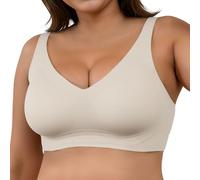 Generisch Soutien-gorge fin sans coutures pour femme avec soutien doux, grande poitrine, petite taille de bonnet semi-ferme, respirant, Blanc., XXL
