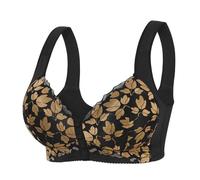 Generisch Soutien-gorge grande taille, sans armatures, soutien-gorge en dentelle avec boutonnière à l'avant, Noir , 120G