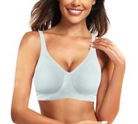 Generisch Soutien-gorge pour femme avec boucle latérale avant, bord en dentelle, sans anneau en acier, mouvement froncé sans couture, ajustement, yoga, sommeil, grand soutien-gorge, bleu, S