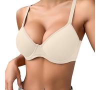 Generisch Soutien-gorge push-up fin, uni, confortable, respirant pour femme avec armatures, soutien-gorge à trois rangées, Jaune clair., 90C