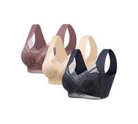 Generisch Soutien-gorge sans armatures Grandes tailles Push Up Rembourré Soutien-gorge confortable Gros seins Sous-vêtements Bon maintien Col en V profond Soutien-gorge haute élasticité Respirant