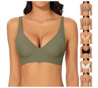 Generisch Soutien-gorge sans armatures sans coutures - Col en V profond - Soutien-gorge push-up doux et confortable - Soutien-gorge d'été fin pour femme et fille, A01 vert, XL