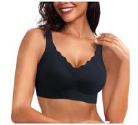 Generisch Soutien-gorge sans couture pour femme, sans armatures, soutien-gorge push-up ondulé, doux et sans fil, soutien-gorge confortable entièrement couvrant tous les jours, Noir , 4XL