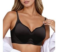 Generisch Soutien-gorge sans coutures pour femme avec soutien doux, push-up, non rembourré, bralette confortable pour petite poitrine, lifting, lissage latéral, suspension, Noir , M