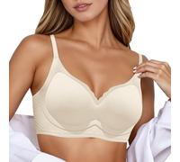 Generisch Soutien-gorge sans coutures pour femme avec soutien doux, push-up, non rembourré, bralette confortable pour petite poitrine, lifting, lissage latéral, suspension, beige, 3XL