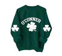 Generisch St Patrick's Day Pull à capuche pour femme avec graphique mignon, col rond décontracté, t-shirt à manches longues pour femmes peignoir sans, Vert foncé., M