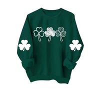Generisch St Patrick's Day Pull à capuche pour femme avec motif mignon, col rond décontracté, t-shirt à manches longues pour femmes sweatshirts sans, Vert foncé., XXL