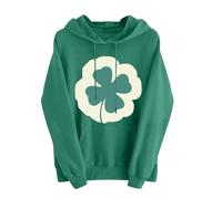 Generisch St Patrick's Day Sweat à capuche pour femme avec motif mignon, pull à capuche, t-shirt décontracté à manches longues pour femme moelleux, Vert foncé., S