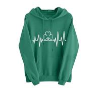 Generisch St Patrick's Day Sweat à capuche pour femme avec motif mignon, pull à capuche, t-shirt décontracté à manches longues, pull à motif d'hiver pour femme, Vert foncé., XXL