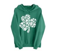 Generisch St Patrick's Day Sweat à capuche pour femme avec motif mignon, pull à capuche, t-shirt décontracté à manches longues, blazer en tricot pour femme, Vert foncé., XXL