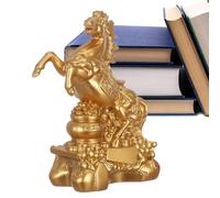 Generisch Statue de cheval | Collection de sculptures dorées | Statue de cheval chinoise du Nouvel An chinois en résine - Pour chance, richesse, Noël, anniversaire, salon, bureau, décoration de table