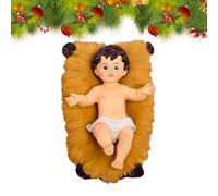 Generisch Statue de crèche, décorations de Noël religieuses en résine, enfant Jésus dans la crèche, figurines sacrées - pour fête de vacances, bureau, bibliothèque, cheminée, entrée, meuble TV