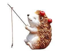 Generisch Statue de jardin hérisson, ornements de réservoir de poissons, 8,9 x 6,9 x 6,9 cm, sculpture réaliste, scène de pêche créative, décoration de paysage mignon pour jardin, aquarium, balcon et