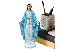 Generisch Statue de Marie - Statue de la Vierge Marie à bras ouverts en résine peinte à la main dans une robe et une cape bleue pour la maison, bibliothèque, cheminée, décoration spirituelle