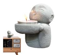 Generisch Statues de Bouddha Monk - figurines en résine, collection d'ornements zen compacts | Support de bougie à thé clair, décoratif paisible
