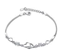 Generisch Stechmücken Armband -Design Sinn Intarsien Zirkon Herz Zu Herz Armband Schmuck Herz Zu Herz Armband Für Mädchen Hohe Schmuck Armband Männer Perlen (White, One Size)