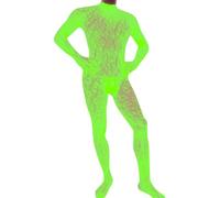 Generisch Strapse Body en résille avec imprimé léopard à manches longues et entrejambe ouvert pour adulte, vert, taille unique