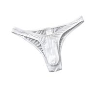 Generisch String pour homme - Respirant - Sous-vêtements - Dos en T - Culotte pour homme - Couleur unie - Lingerie Sissy - Coupe idéale - Taille basse - Sous-vêtement éléphant Bulge, Blanc., XXL