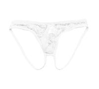 Generisch String respirant pour homme avec application en dentelle décorative pour une intimité discrète et élégante, Blanc., taille unique