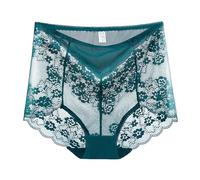 Generisch String sans couture pour femme avec taille haute décorative en dentelle jacquard pour vêtements serrés invisibles, Vert foncé., XL
