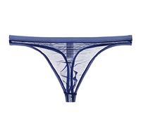 Generisch String transparent pour homme en maille très délicate pour des expériences séduisantes, des moments spéciaux de passion, bleu, L