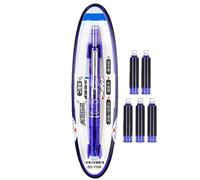 Generisch Stylo rétractable à pointe fine de 0,38 mm, avec 5 cartouches d'encre rechargeables, prévention des pertes, design sans fuite pour journal, ordinateur portable, art, croquis, école