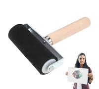 Generisch Stylo roller - Rouleau d'impression avec manche en bois - Outil d'impression d'art, applicateur pinceau, artisanat, taille de l'outil de peinture, colle à rouleau en caoutchouc, tampon noir