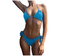 Generisch SunnyDay Candy Color Maillot de bain bikini transparent, sans bandes bronzantes, design respirant, bleu, 3XL