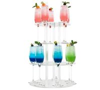Generisch Support d'arbre à cocktail pour boissons - Étagère en verre à 2 étages | 12 compartiments ronds en acrylique flottant pour fête, mariage, célébration, vacances, maison, bar, hôte