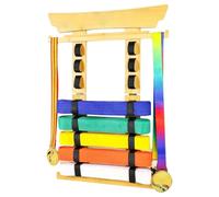 Generisch Support de ceinture de karaté | Vitrine en bois avec autocollants et 2 crochets | Support mural de ceinture | Pour adultes, TKD, BJJ, école, académie, club, dojo, tournoi