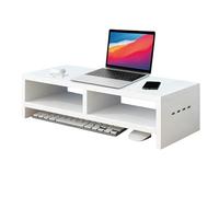 Generisch Support de moniteur - Ports USB et tapis de charge - Support de moniteur en métal pour 2 moniteurs, prend en charge le transfert de données et la charge, espace de rangement extra large pour