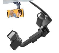 Generisch Support de téléphone portable pour pare-soleil de voiture, rotatif et rétractable, rotatif à 360 °, support de téléphone de voiture sûr, anti-tremblement, rétractable