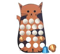 Generisch Support pour capsules de café - Rack en bois de 12,32 pouces - Roulement à capsules de café en forme de chat - Organisateur de 24 dosettes pour comptoir de bar maison cuisine - Noir et