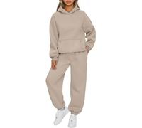 Generisch Survêtement 2 pièces pour femme, ensemble de salon 2 pièces, sweat à capuche et pantalon de jogging, vêtements de mode d'automne 2025, survêtement, kaki, 5XL