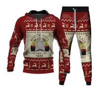 Generisch Survêtement de Noël pour homme - Survêtement de Noël amusant - 2 pièces - Impression 3D drôle - Renne - Père Noël - Tenue de Noël - Sweat à capuche + pantalon de jogging, b1, S