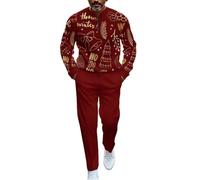 Generisch Survêtement de Noël pour homme - Tenue de sport amusante - Impression de Noël - Ensemble 2 pièces avec sweat à demi-fermeture éclair et pantalon de jogging - Sport festif - Loisirs, A1