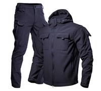 Generisch Survêtement de ski pour homme - Doublé en polaire - Combinaison d'hiver tactique - Coupe-vent - Avec capuche - Manteau de neige et pantalon - Survêtement de sport d'extérieur - Ensemble de