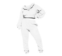 Generisch Survêtement de sport 2 pièces pour femme - Sweatshirt et pantalon de jogging - 2 pièces - Automne - Hiver - Couleur unie - Haut à manches longues + pantalon long - 2 pièces - Ensemble de