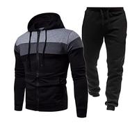 Generisch Survêtement de sport pour homme - Coupe ajustée - Avec fermeture éclair - 2 pièces - Survêtement baggy - Vêtement de sport décontracté - Streetwear - Sport - Épissure - Bloc de couleurs