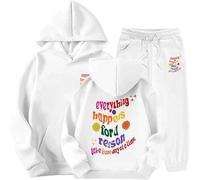 Generisch Survêtement d'hiver pour fille en polaire avec imprimé élégant sweat à capuche et jogging chaud pour enfants, Blanc., 2-3 ans