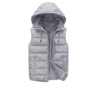 Generisch Survêtement d'hiver pour homme - Mode décontractée - Poche zippée avec capuche - Sans manches - En coton - Veste doublée - Gilet Top - Mallette de transport, gris, XL
