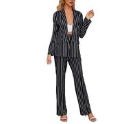Generisch Survêtement élégant pour femme - 2 pièces - Pour cérémonies de mariage et fêtes - Veste de costume et pantalon de costume - 2 pièces - Tenue formelle, Noir , XL