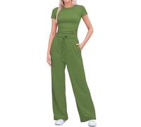 Generisch Survêtement long pour femme - Combinaison de fitness - Pantalon et haut - Ensemble pyjama 2 pièces - En mousseline - Combinaison de sport - Automne - Hiver - Pantalon pour la course, le yoga