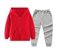 Generisch Survêtement pour filles et garçons - Survêtement de sport confortable avec pull et pantalon - Ensemble de vêtements de fitness - Vêtements de sport pour l'automne et l'hiver, gris clair, 130