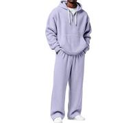 Generisch Survêtement pour homme - 2 pièces - Avec fermeture éclair 1/4 - Coupe ample - Sweatshirts et pantalons de jogging - Manches longues - Couleur unie - Respirant - Tenue de loisirs, O violet