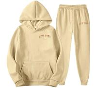 Generisch Survêtement pour homme avec imprimé New York - Ensemble 2 pièces avec sweat à capuche et pantalon de jogging - Survêtement sportif pour un look coordonné, Style_s01 beige, S